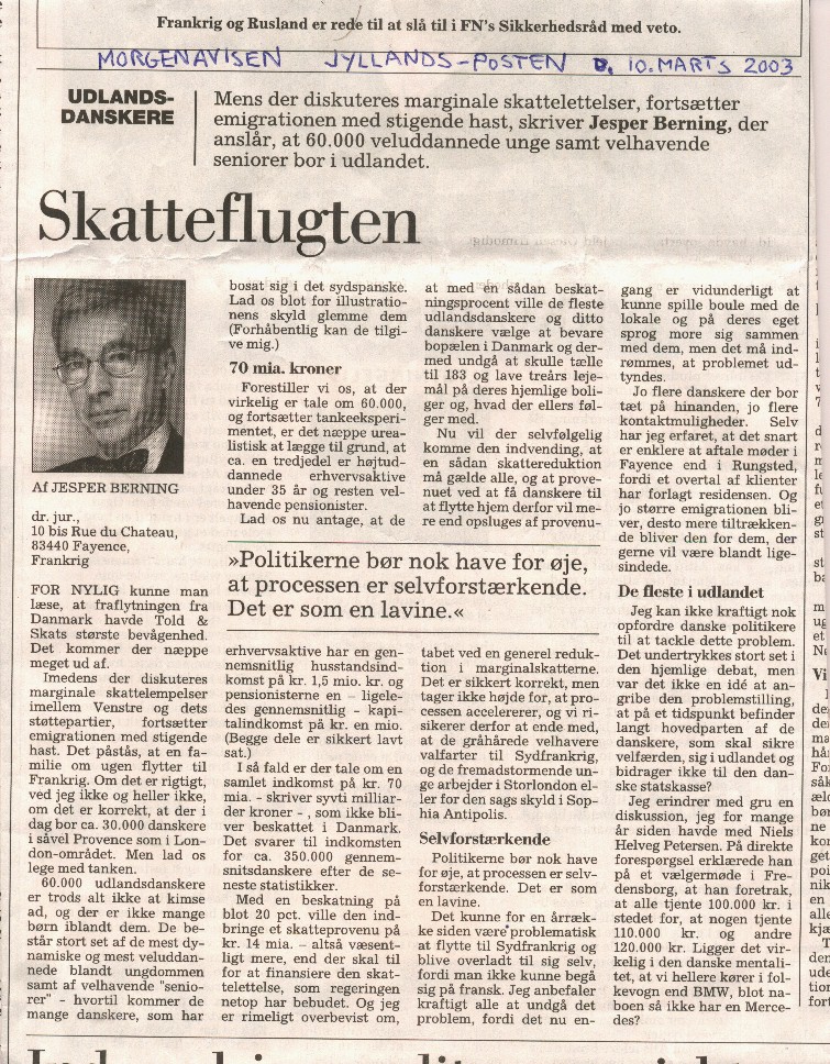 Artikel af Jesper Berning, udlandsdansker